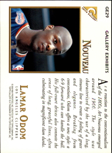 1999-00 Topps Gallery Exhibits #GE29 Lamar Odom back image