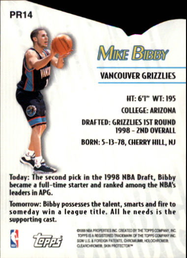 1999-00 Topps Prodigy #PR14 Mike Bibby back image