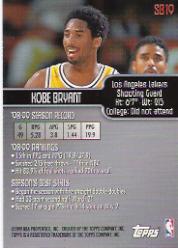 1999-00 Topps Season's Best #SB19 Kobe Bryant back image