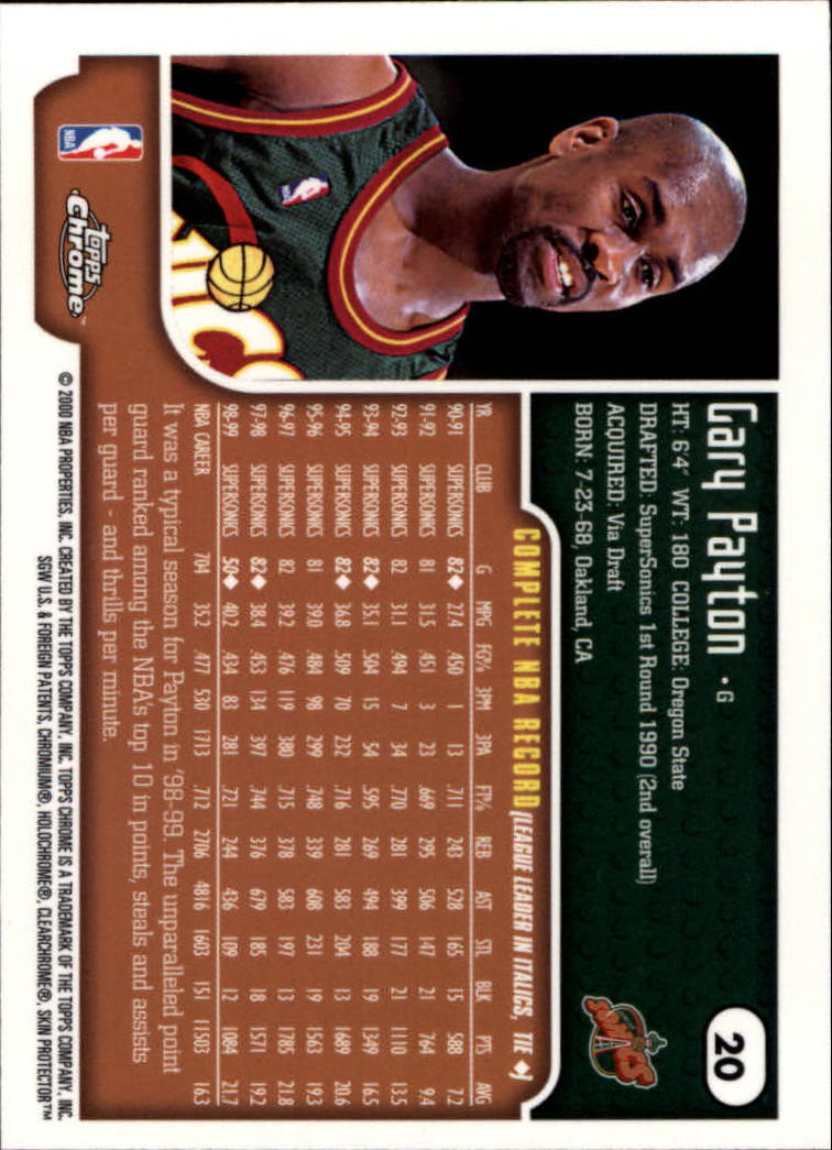 1999-00 Topps Chrome #20 Gary Payton back image