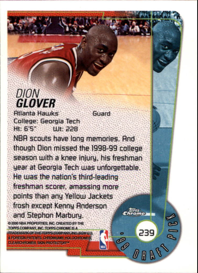 1999-00 Topps Chrome #239 Dion Glover RC back image