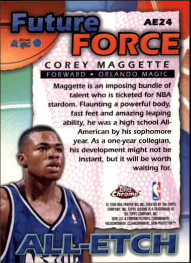 1999-00 Topps Chrome All-Etch #AE24 Corey Maggette back image