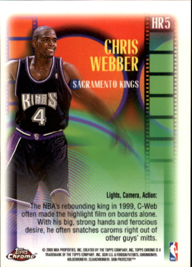1999-00 Topps Chrome Highlight Reels #HR5 Chris Webber back image
