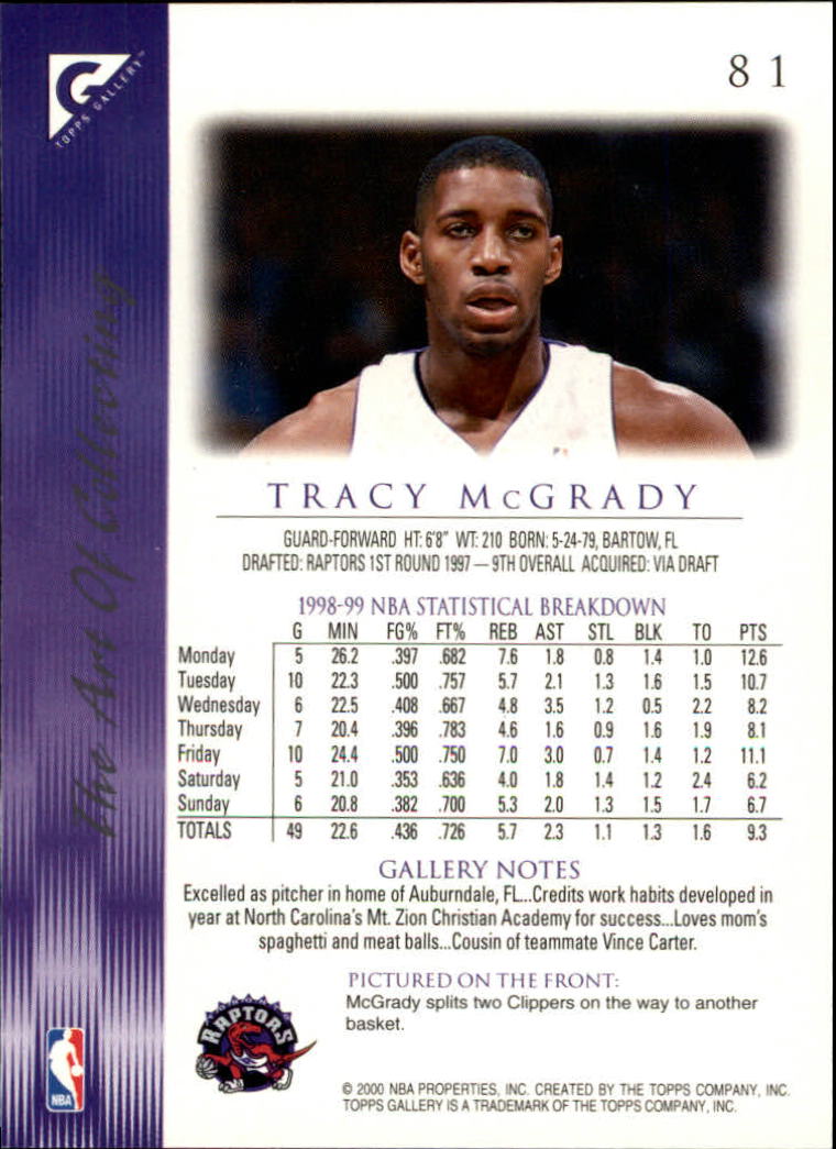 1999-00 Topps Gallery #81 Tracy McGrady back image