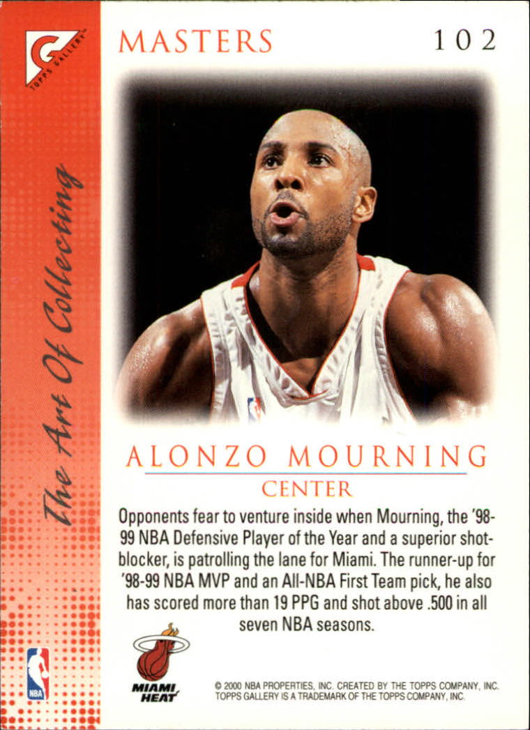 1999-00 Topps Gallery #102 Alonzo Mourning MAS back image