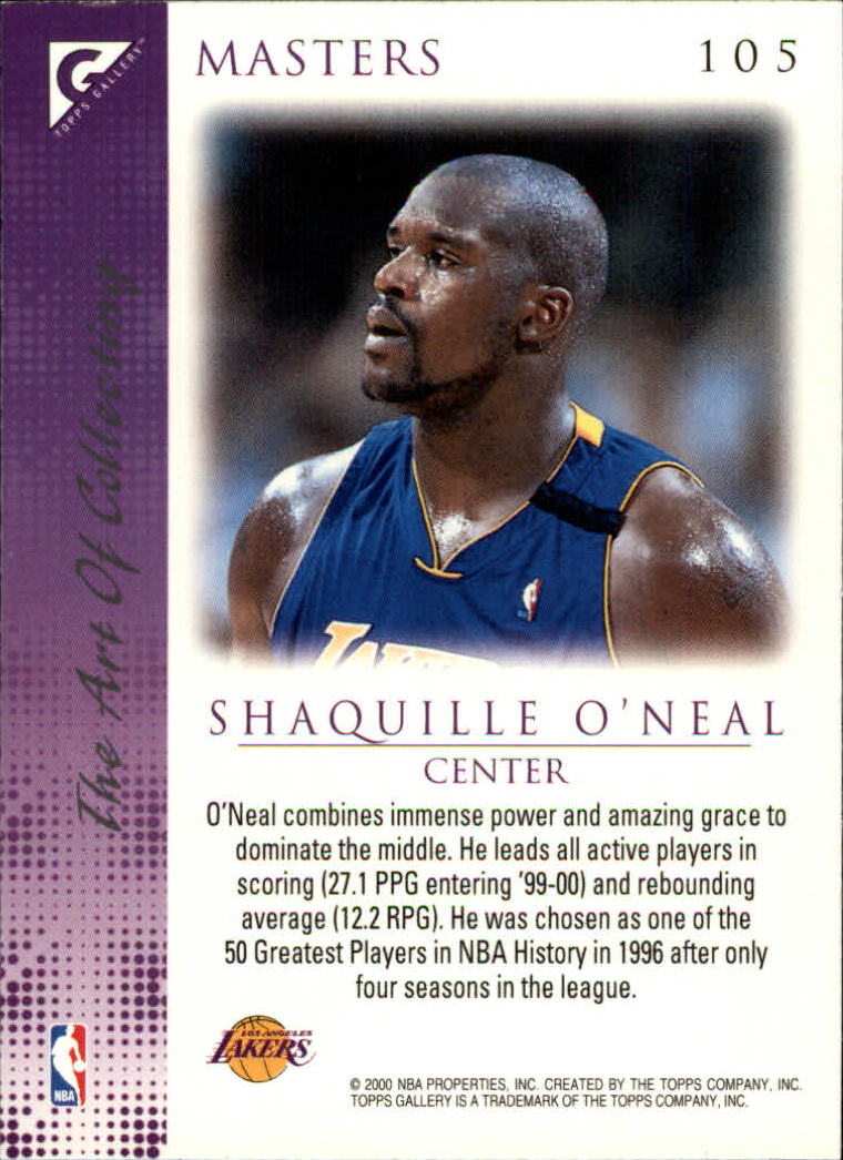 1999-00 Topps Gallery #105 Shaquille O'Neal MAS back image