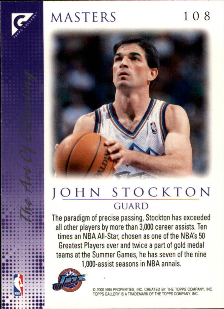 1999-00 Topps Gallery #108 John Stockton MAS back image