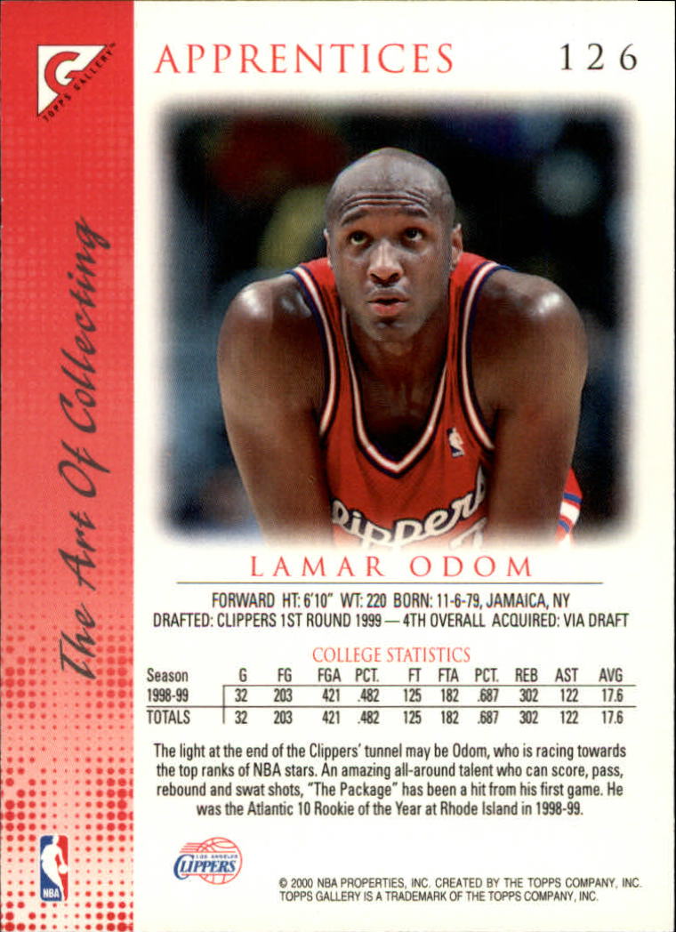1999-00 Topps Gallery #126 Lamar Odom RC back image