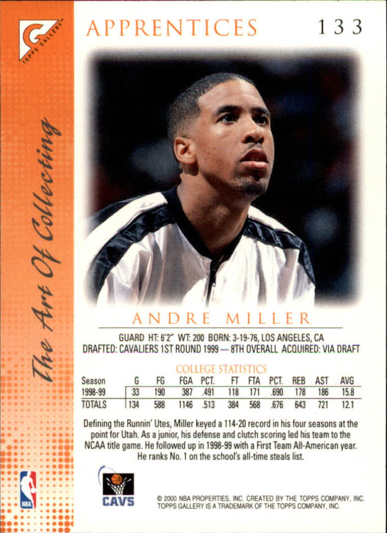 1999-00 Topps Gallery #133 Andre Miller RC back image