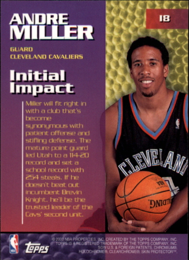 1999-00 Topps Impact #I8 Andre Miller back image