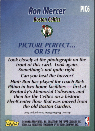 1999-00 Topps Picture Perfect #PIC6 Ron Mercer back image
