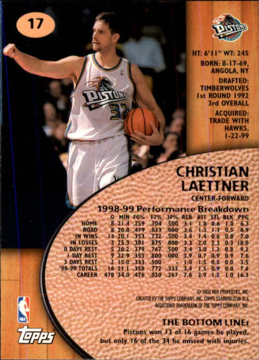 1999-00 Stadium Club #17 Christian Laettner back image