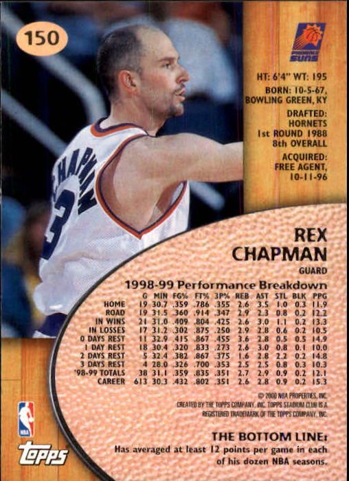 1999-00 Stadium Club #150 Rex Chapman back image