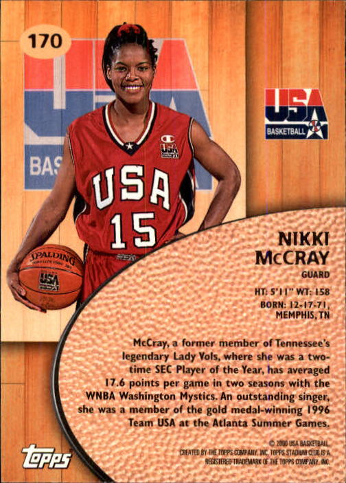 1999-00 Stadium Club #170 Nikki McCray USA back image