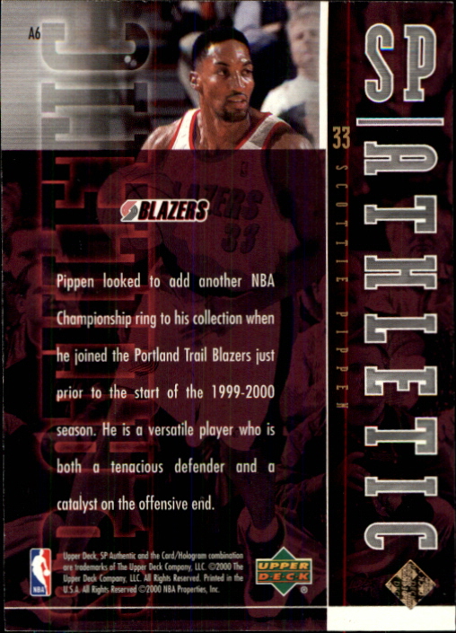 1999-00 SP Authentic Athletic #A6 Scottie Pippen back image