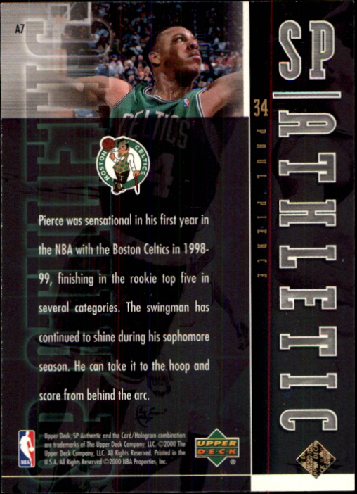 1999-00 SP Authentic Athletic #A7 Paul Pierce back image