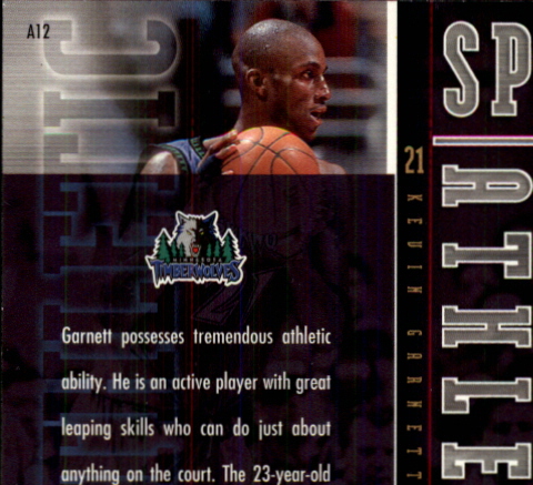 1999-00 SP Authentic Athletic #A12 Kevin Garnett back image