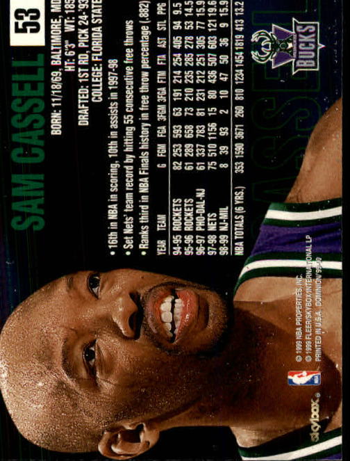 1999-00 SkyBox Dominion #53 Sam Cassell back image