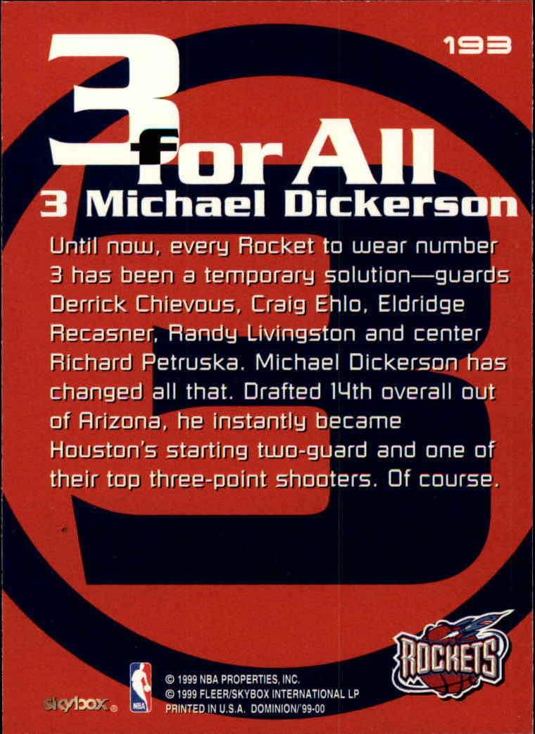 1999-00 SkyBox Dominion #193 Michael Dickerson 3FA back image