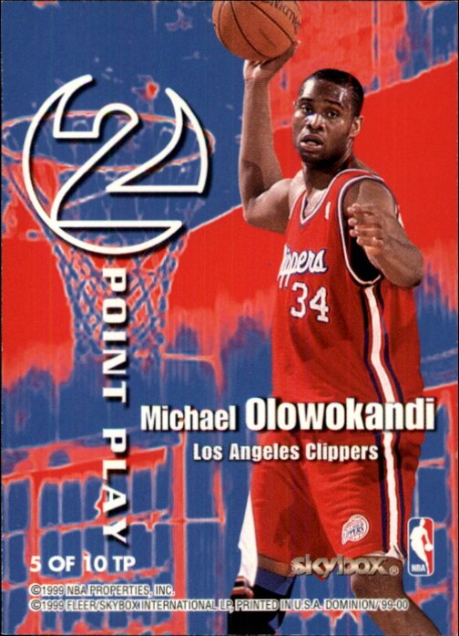 1999-00 SkyBox Dominion 2 Point Play #5 Shaquille O'Neal/Michael Olowokandi back image