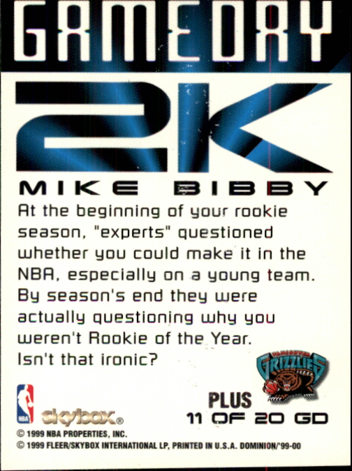1999-00 SkyBox Dominion Game Day 2K Plus #11 Mike Bibby back image
