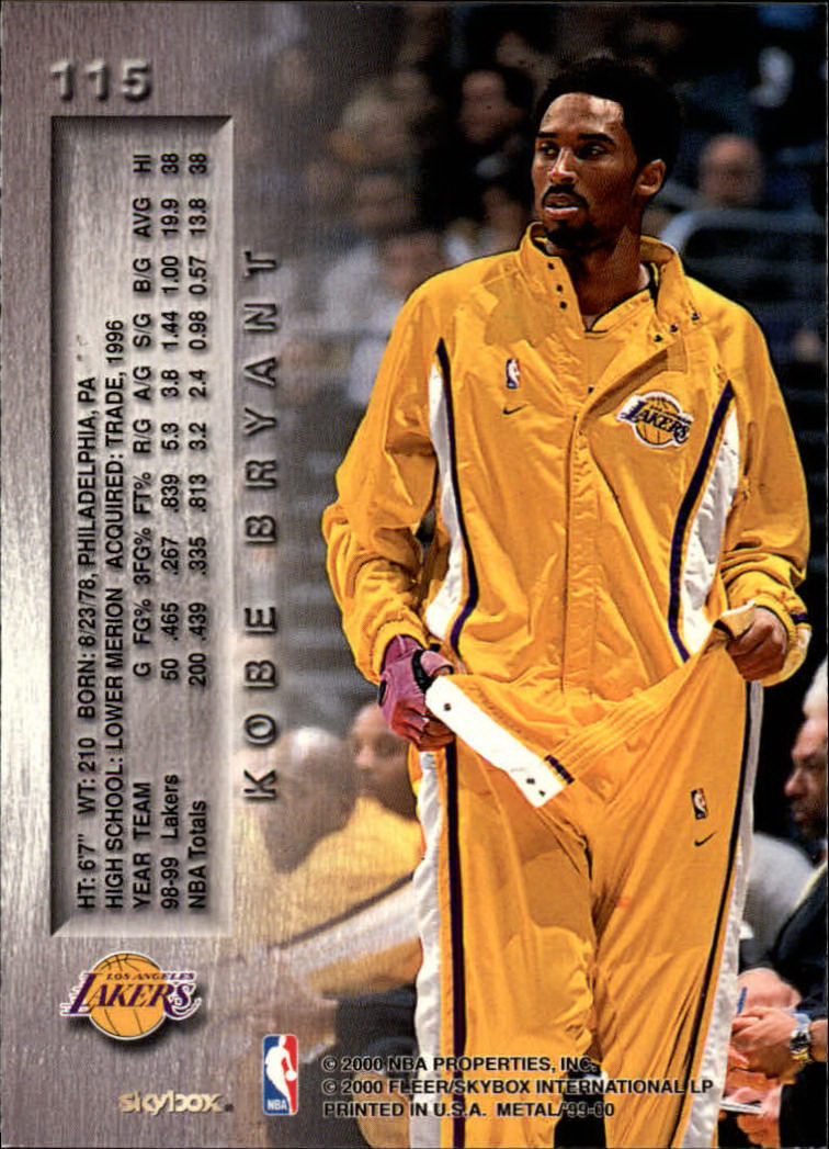 1999-00 Metal #115 Kobe Bryant back image