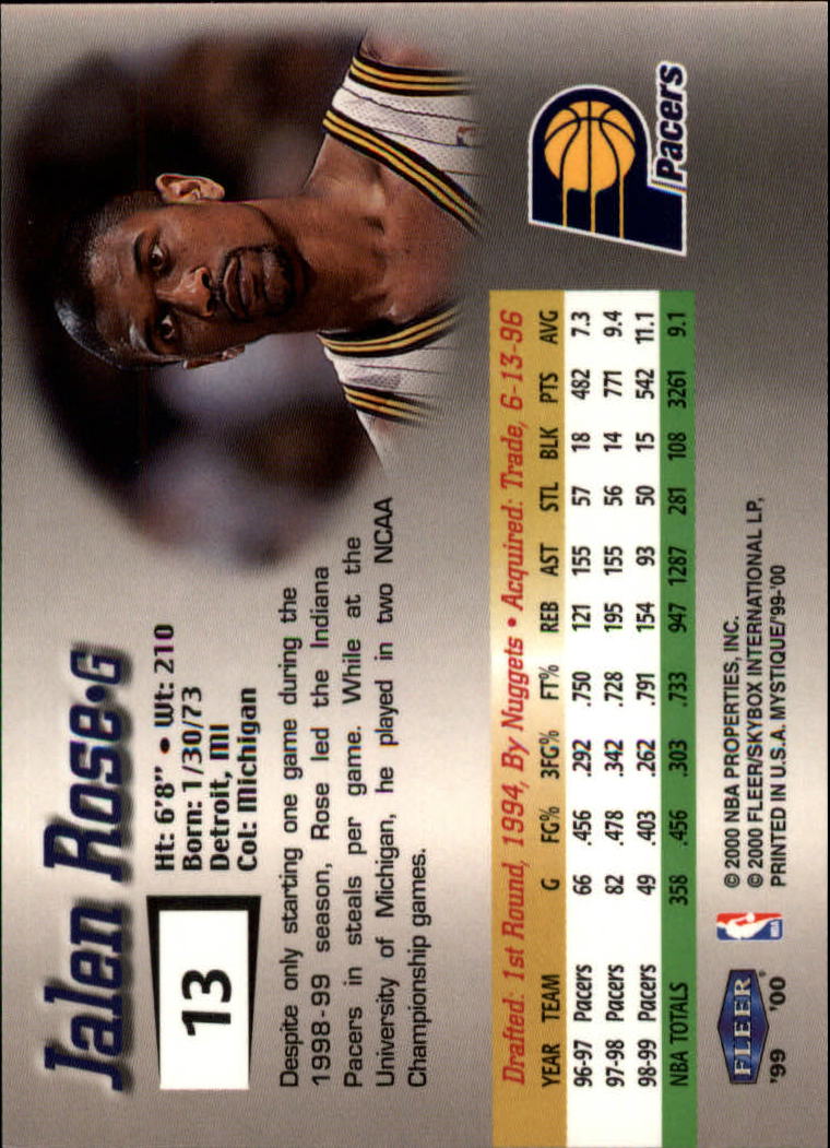 1999-00 Fleer Mystique Basketball (Pick Card From List) C7 07-25 - Picture 21 of 149