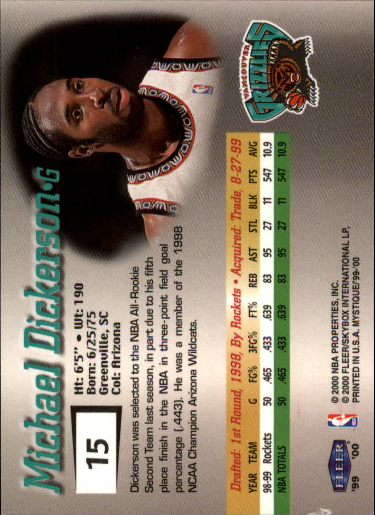 1999-00 Fleer Mystique Basketball (Pick Card From List) C7 07-25 - Picture 25 of 149