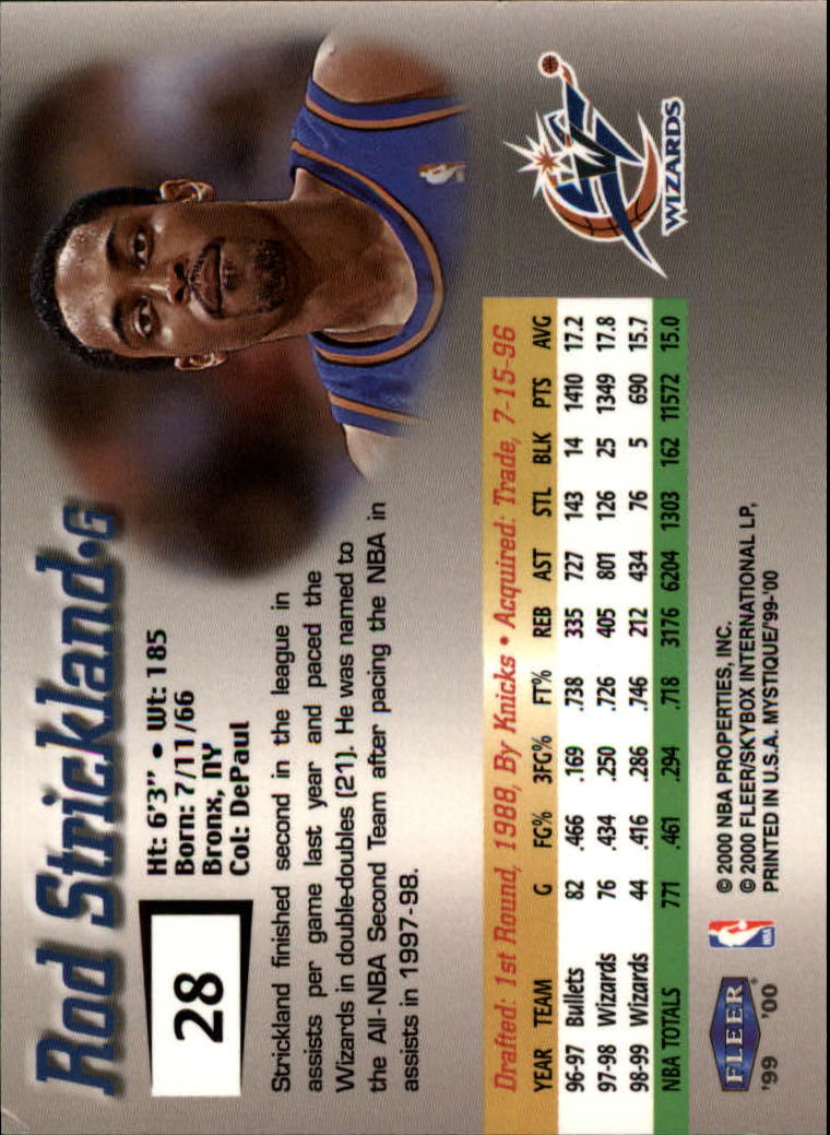 1999-00 Fleer Mystique Basketball (Pick Card From List) C7 07-25 - Picture 37 of 149