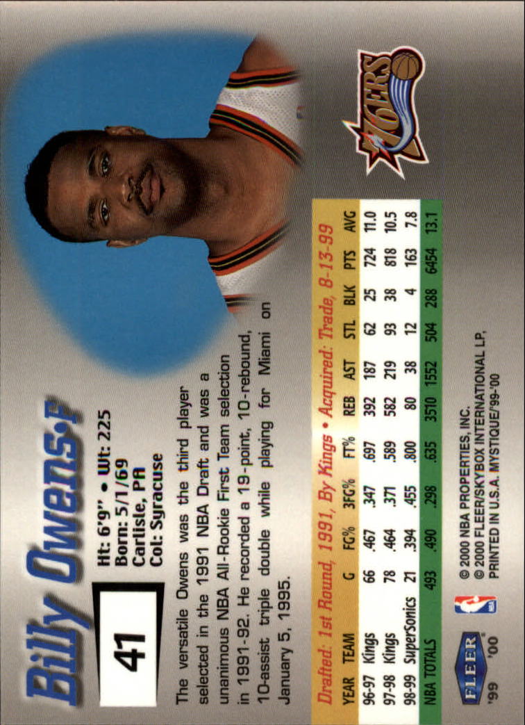 1999-00 Fleer Mystique Basketball (Pick Card From List) C7 07-25 - Picture 59 of 149