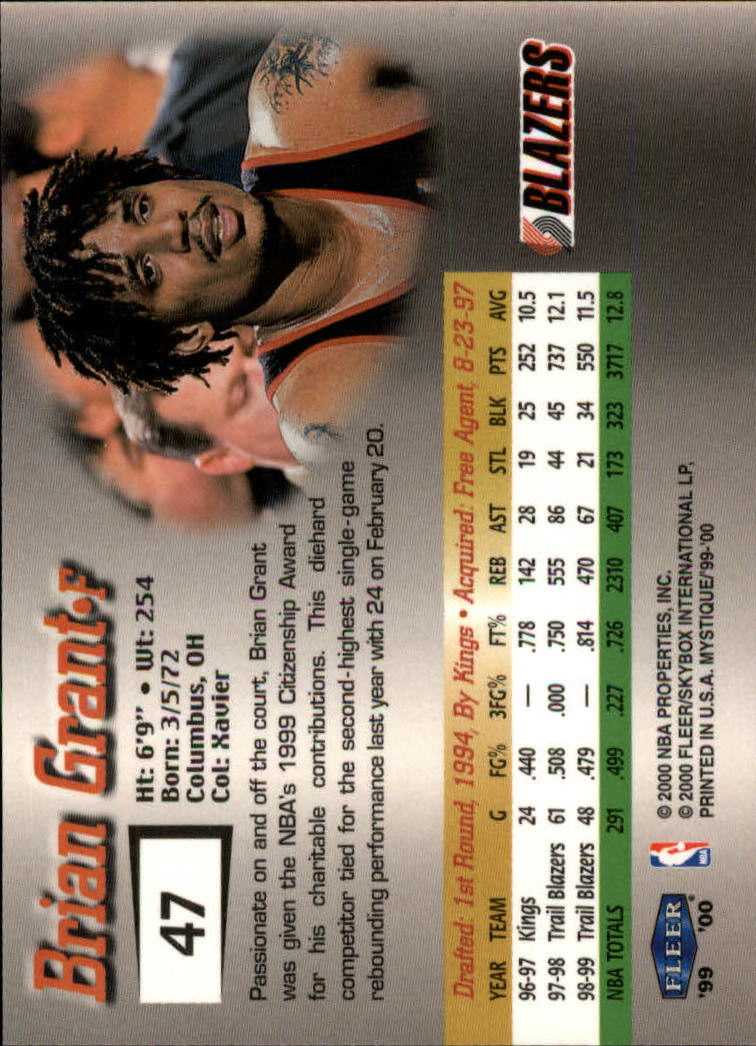 1999-00 Fleer Mystique Basketball (Pick Card From List) C7 07-25 - Picture 69 of 149