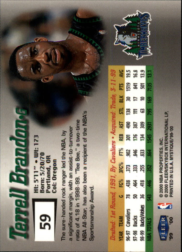 1999-00 Fleer Mystique Basketball (Pick Card From List) C7 07-25 - Picture 89 of 149