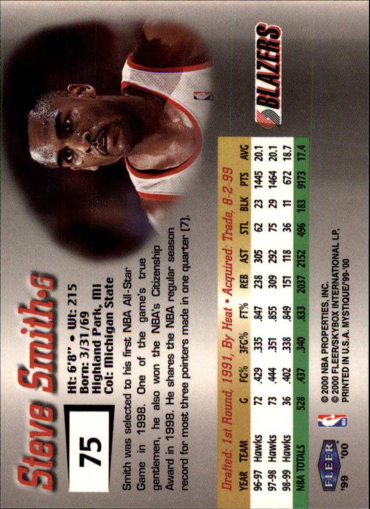 1999-00 Fleer Mystique Basketball (Pick Card From List) C7 07-25 - Picture 107 of 149