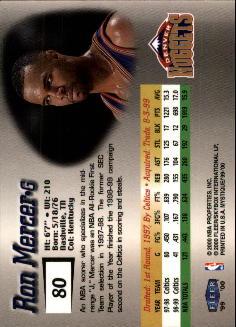 1999-00 Fleer Mystique Basketball (Pick Card From List) C7 07-25 - Picture 115 of 149