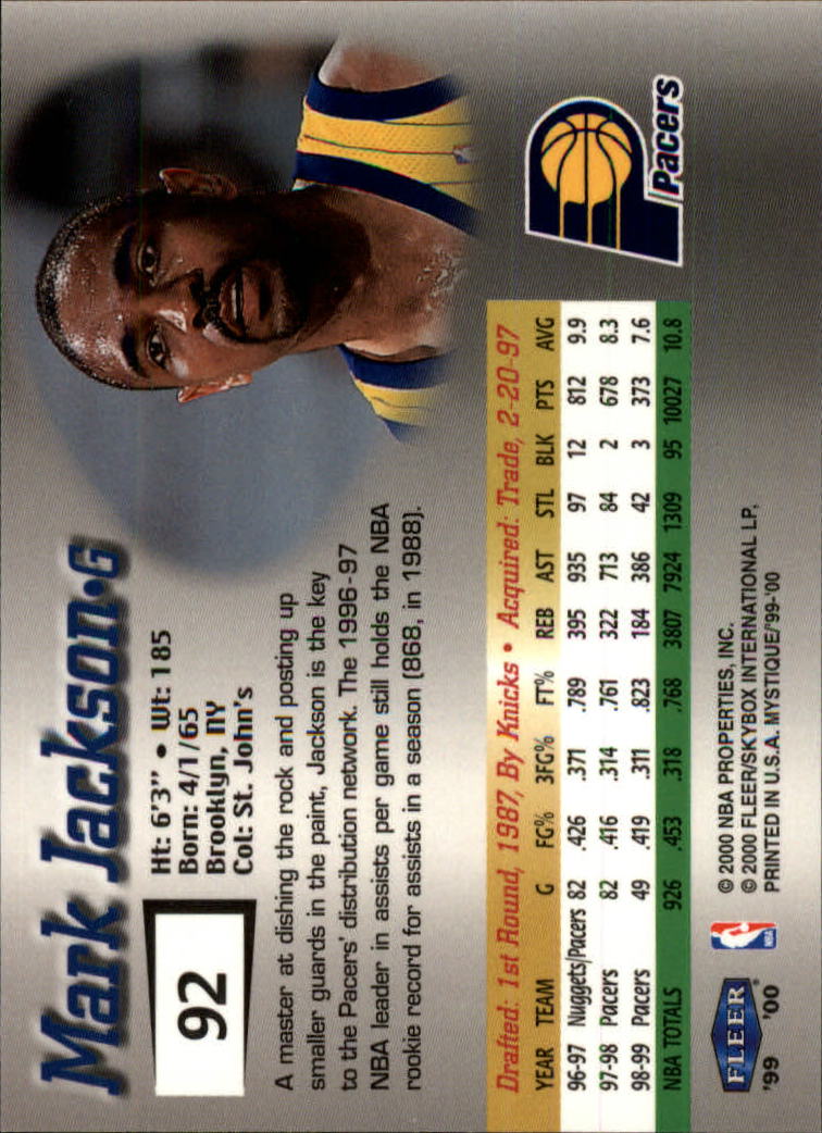 1999-00 Fleer Mystique Basketball (Pick Card From List) C7 07-25 - Picture 135 of 149