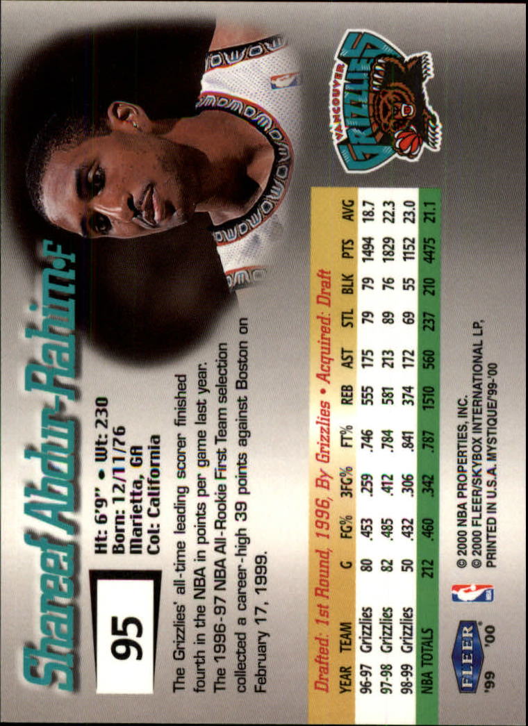 1999-00 Fleer Mystique Basketball (Pick Card From List) C7 07-25 - Picture 139 of 149