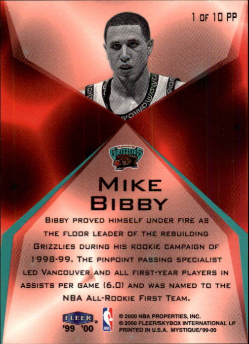 1999-00 Fleer Mystique Point Perfect #PP1 Mike Bibby back image