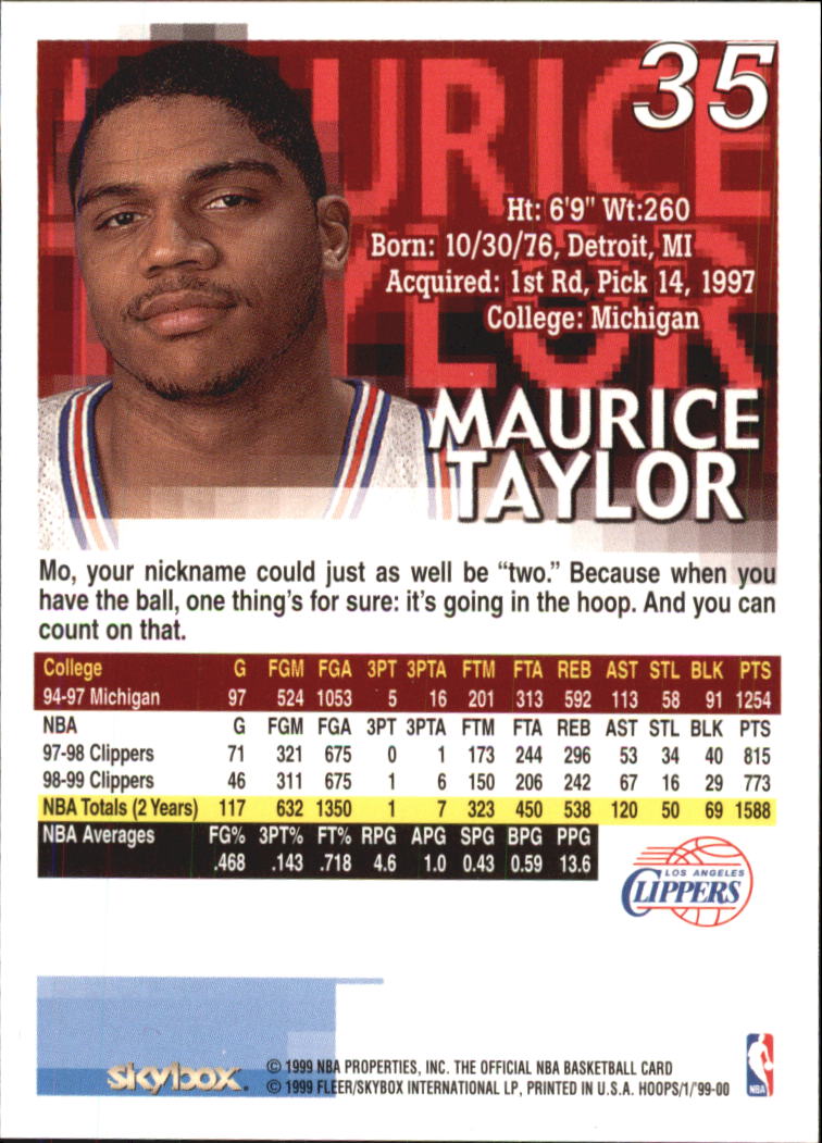 1999-00 Hoops #35 Maurice Taylor back image
