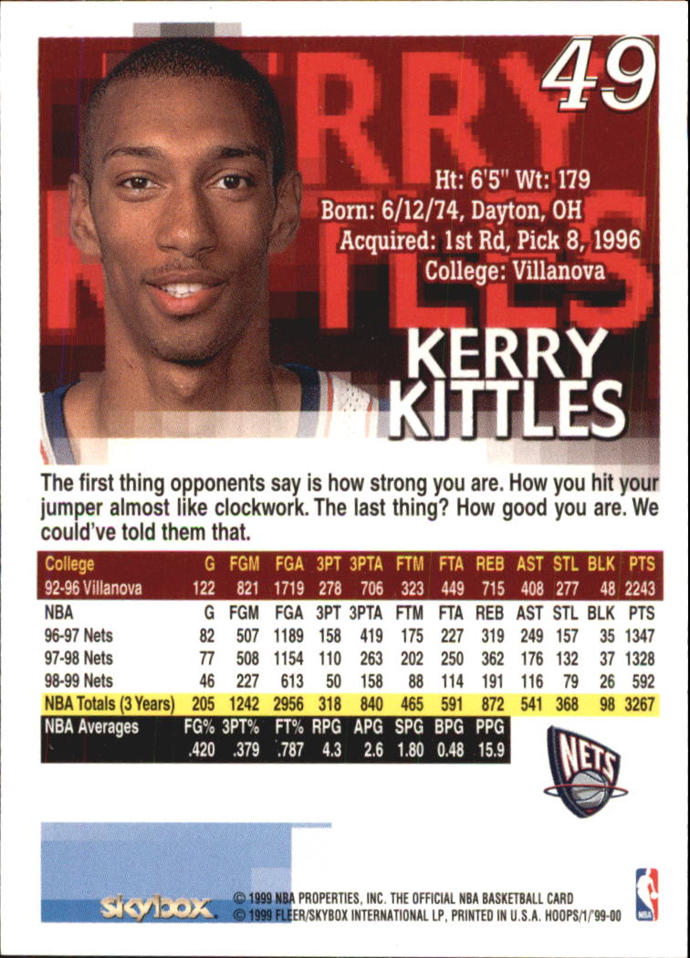 1999-00 Hoops #49 Kerry Kittles back image