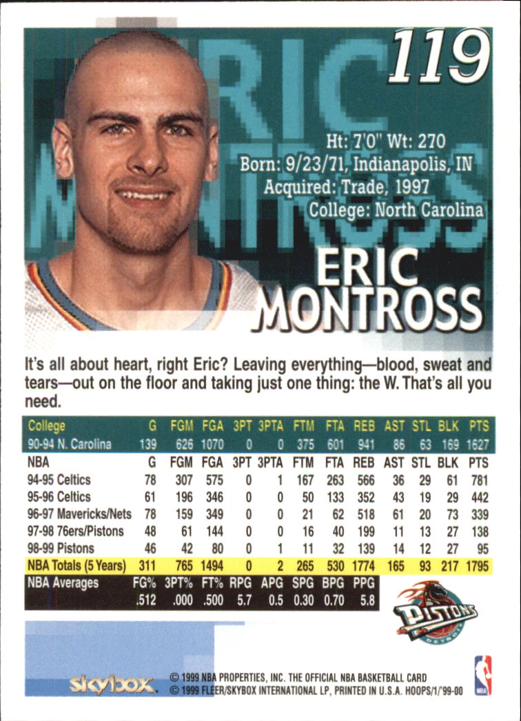 1999-00 Hoops #119 Eric Montross back image
