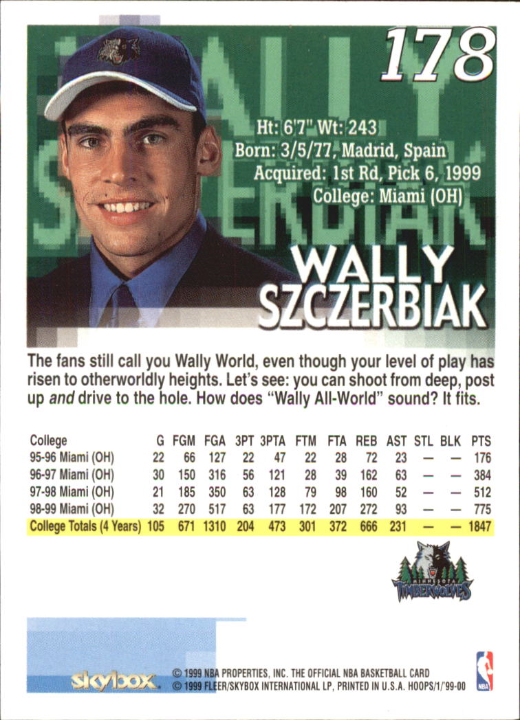 1999-00 Hoops #178 Wally Szczerbiak RC back image