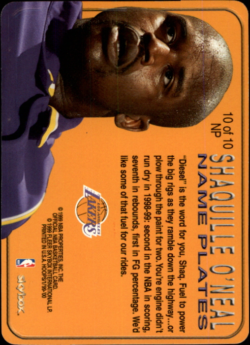 1999-00 Hoops Name Plates #NP10 Shaquille O'Neal back image