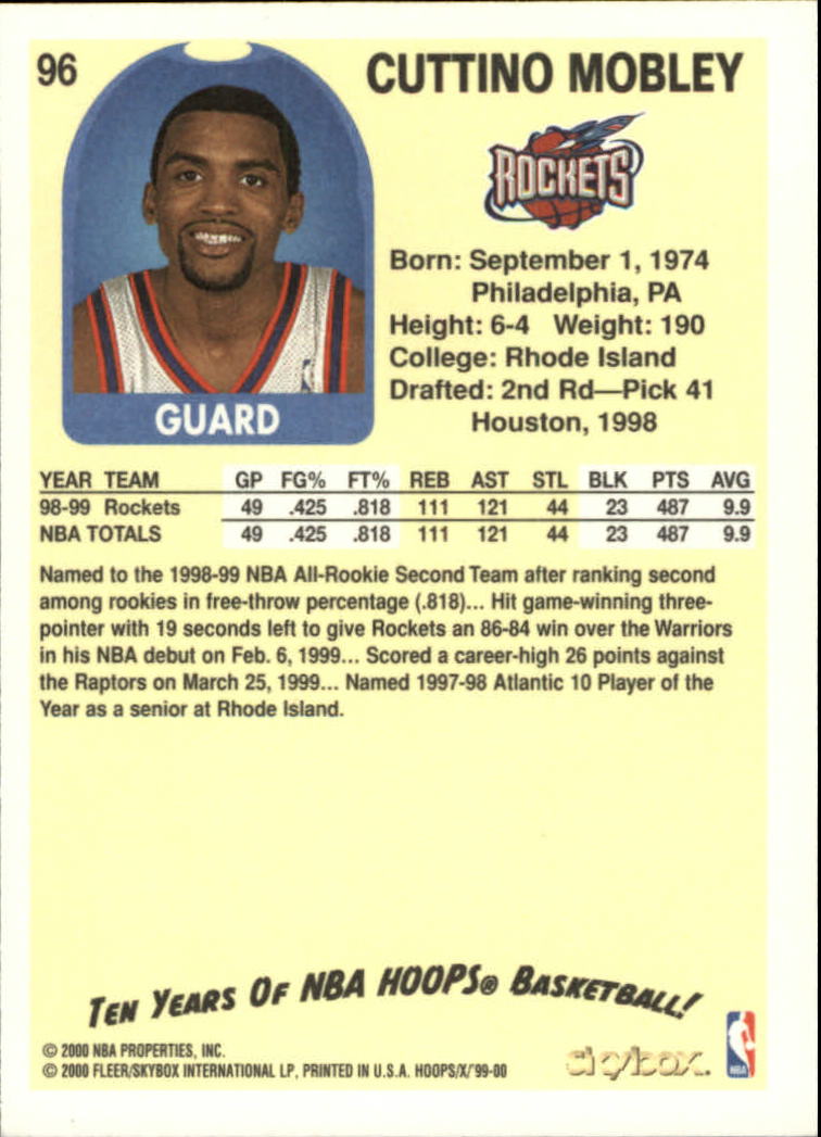 1999-00 Hoops Decade #96 Cuttino Mobley back image