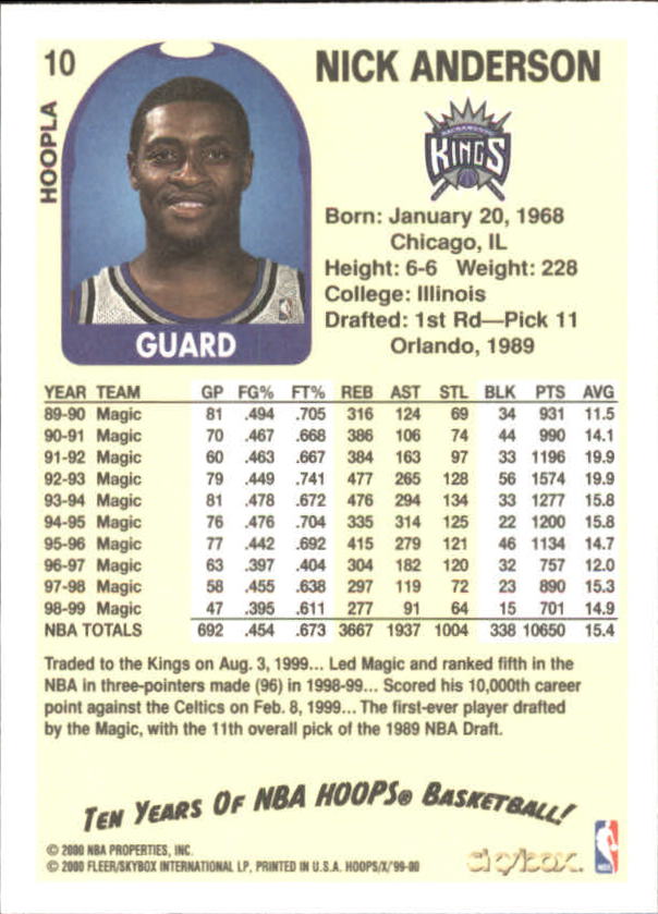 1999-00 Hoops Basketball Decade Hoopla Singles - You Choose - Photo 11 sur 191