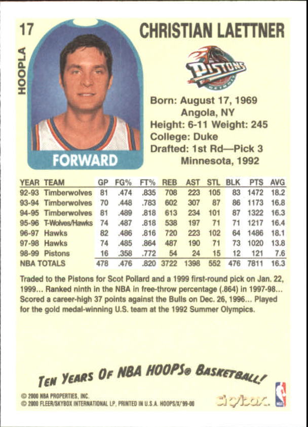 1999-00 Hoops Basketball Decade Hoopla Singles - You Choose - Photo 17 sur 191