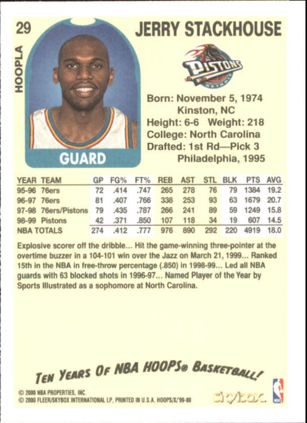 1999-00 Hoops Basketball Decade Hoopla Singles - You Choose - Photo 29 sur 191