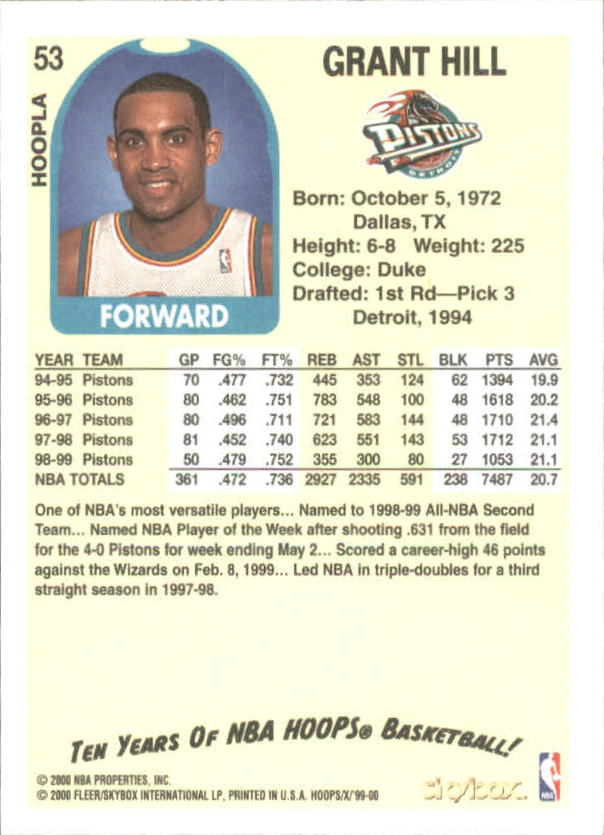 1999-00 Hoops Basketball Decade Hoopla Singles - You Choose - Photo 51 sur 191