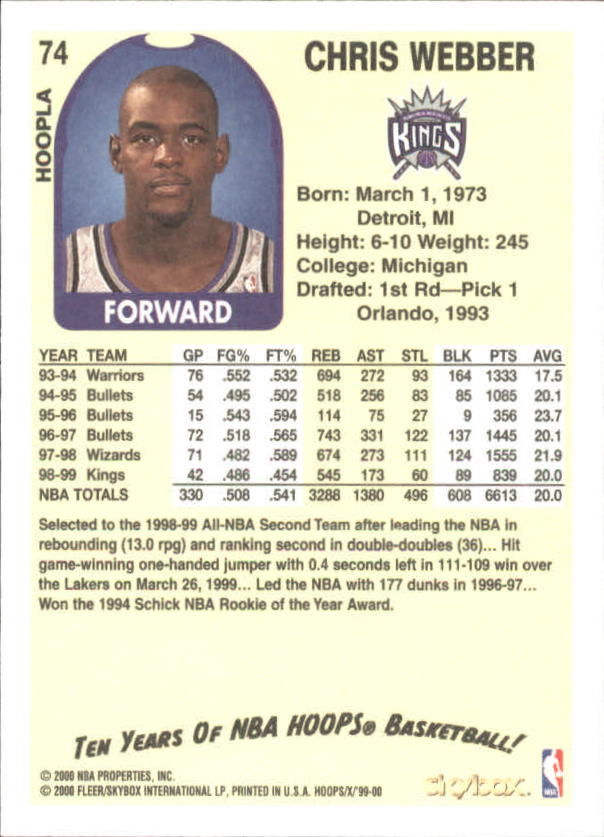 1999-00 Hoops Basketball Decade Hoopla Singles - You Choose - Photo 78 sur 191