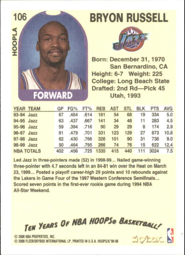 1999-00 Hoops Basketball Decade Hoopla Singles - You Choose - Photo 120 sur 191