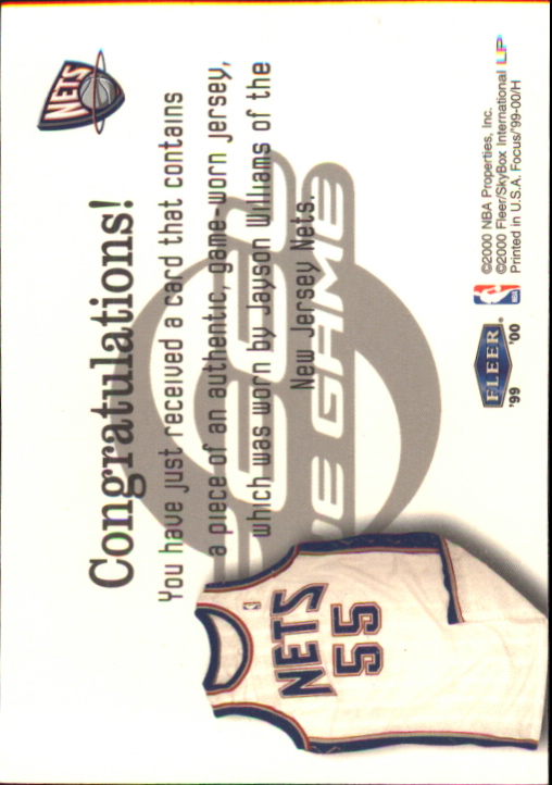 1999-00 Fleer Focus Feel the Game #6 Jayson Williams back image